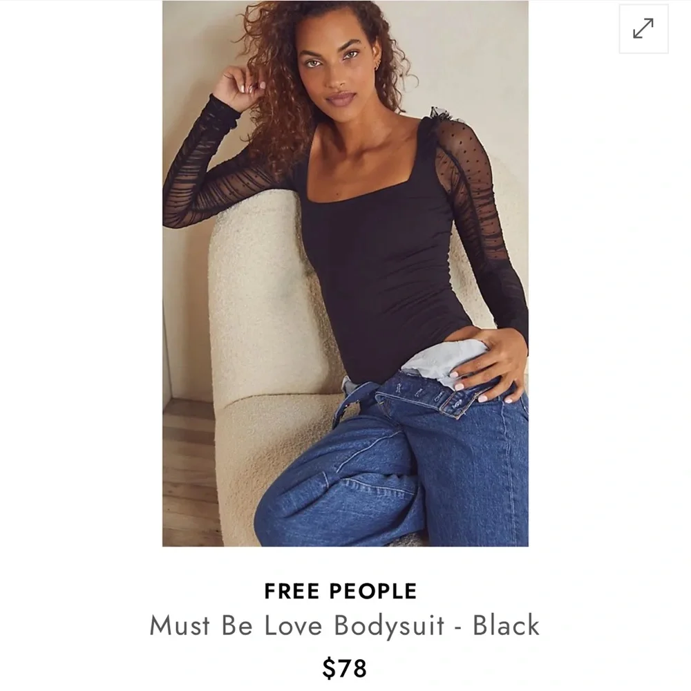 Free People Women’s Black Must be Love Bodysuit - Picture 4 of 16